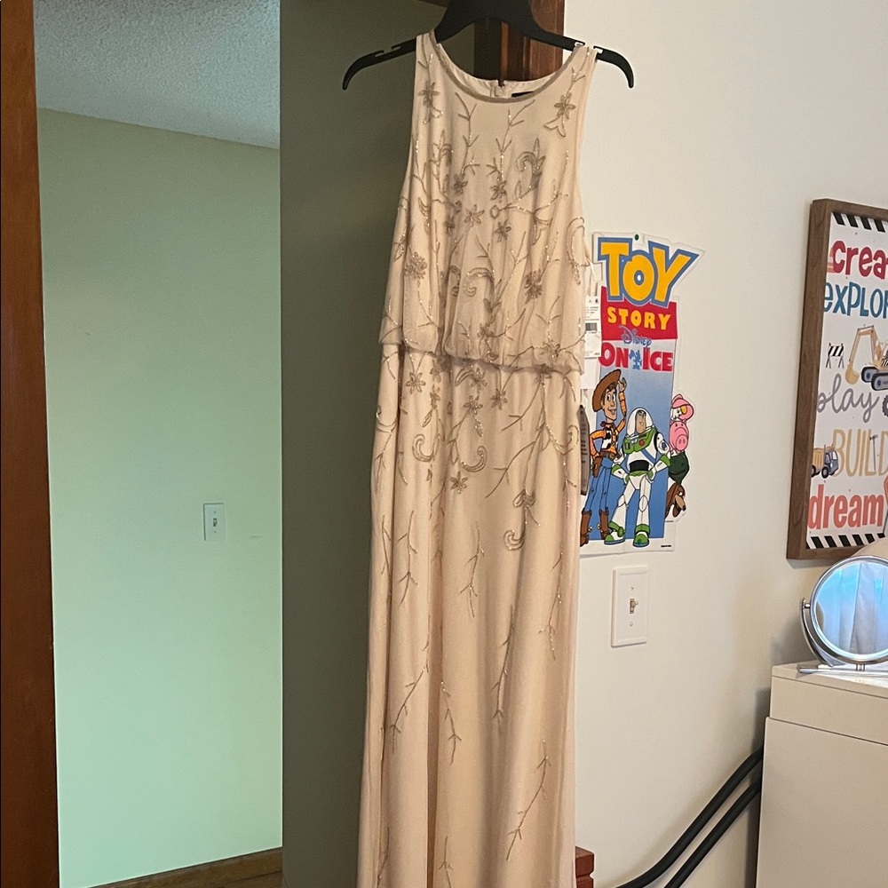 Papell Studio NWT long soft pink beaded gown size 8